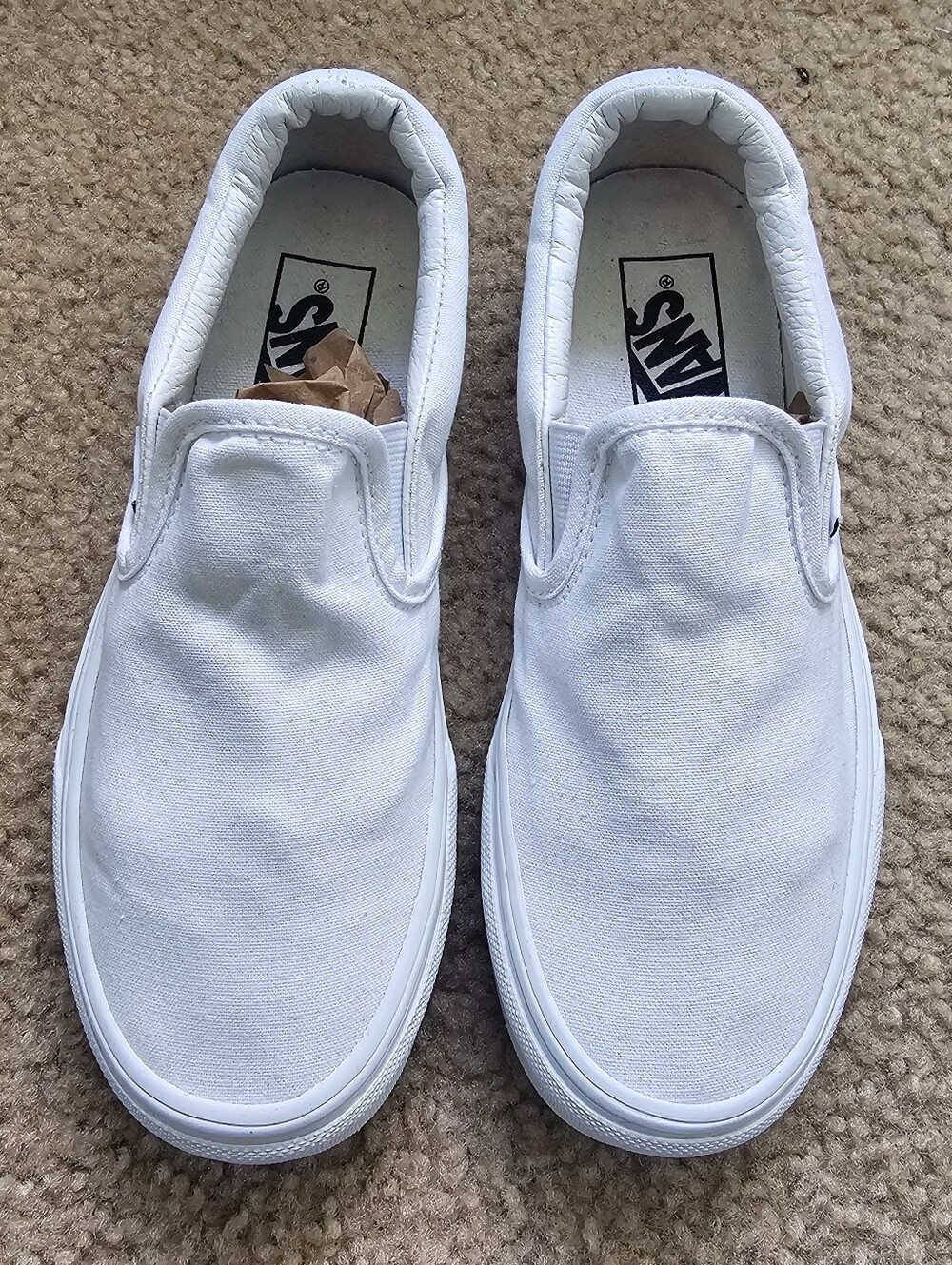 Vans classic slip on canvas sneakers true white mens size 5 womens size 6.5